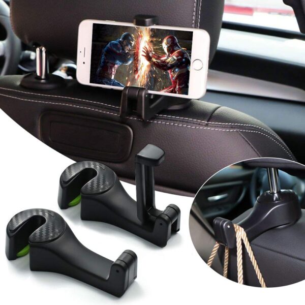 Seat Back Hook with Phone Holder for Car